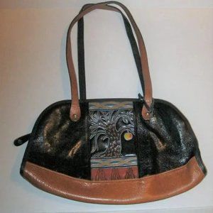 ❤️TURTLE RIDGE Vegan Tooled Leather Handmade Saddle Bag Purse +Turtle FOB